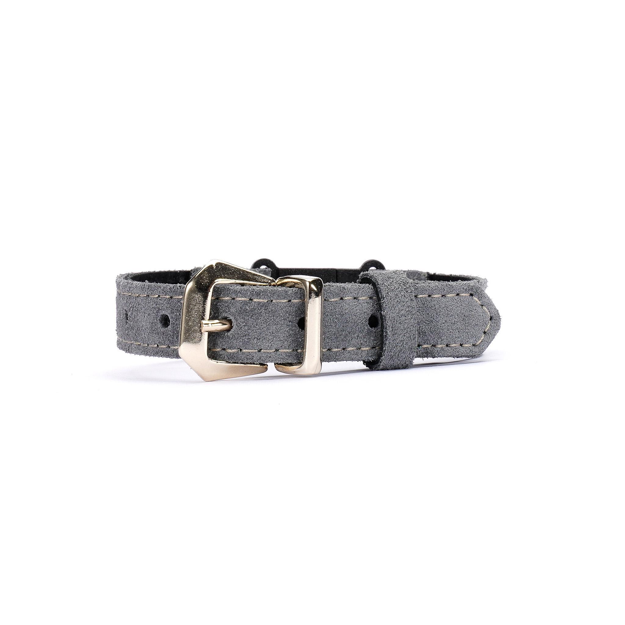 Gray Suede Breakaway Cat Collar – Adjustable Soft Leather Kitten Collar with Safety Buckle or Standard Buckle, Handmade Pet Collar