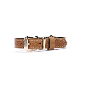 Tan Waxed Leather Cat Collar – Handmade Breakaway or Standard Buckle Collar for Cats & Kittens