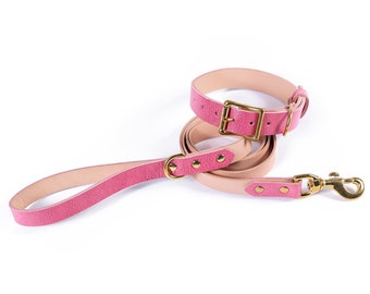 AN ATTRACTIVE PINK Collar For Dogs, A Leash That Is Soft And Wide, Elegant And Strong Collar That Is Made Of Leather