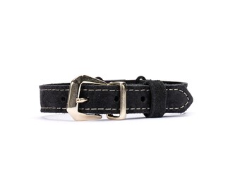 Dark Gray Suede Breakaway Cat Collar – Adjustable Soft Leather Kitten Collar with Safety Buckle or Standard Buckle, Handmade Pet Collar
