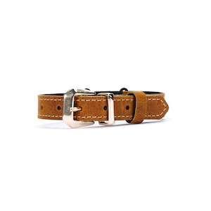 Chestnut Brown Waxed Leather Cat Collar – Handmade Breakaway or Standard Buckle Collar for Cats & Kittens