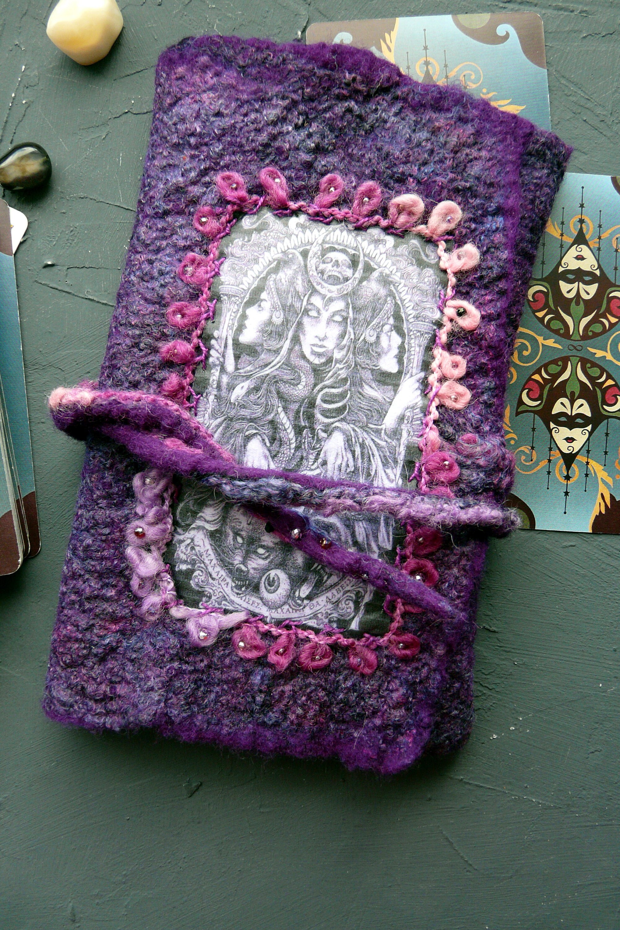Tarot wrap pouch. Oracle deck hecate altar felted tarot wrap Etsy
