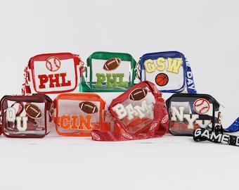 Custom clear purse, clear stadium purse, College Stadium bag, game day clear bag, clear crossbody purse, custom team bag, college gifts