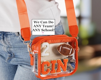 Custom stadium bag, clear stadium bag College Stadium bag, game day clear bag, clear crossbody purse, custom team stadium bag, college gifts