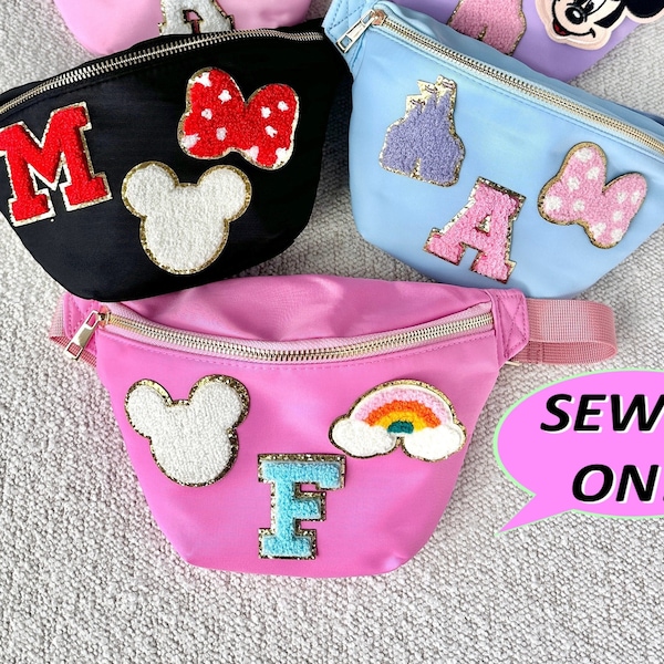 Fanny Pack - Nylon Fanny Pack - Crossbody Bag Fanny Packs - Personalized Fanny Pack with Chenille Patches - Fanny Packs Women - Fanny Packs