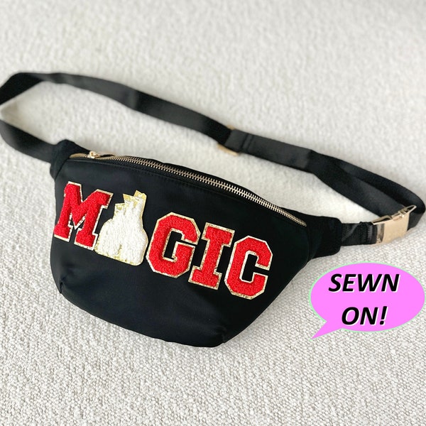 Custom Large Nylon Fanny -  Personalized Fanny Pack - Crossbody Bag with Patches - Gift for Bachelorette Party - Bridesmaid Gift - Park Bag