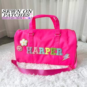 Personalized Duffle Bag  Dance Bag Nylon Duffle Bag with Patches Weekender Bag - Overnight Bag  Duffle Bag with Strap Travel Bag