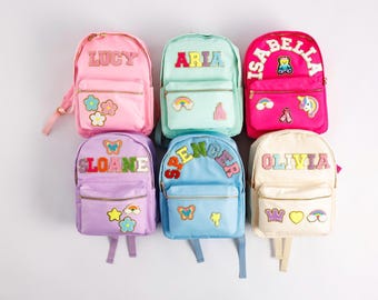 Nylon Backpack with Patches, Customizable Backpack, Letter Patches Backpack,  School Backpack, Book backpack, School Backpack with Name Sewn