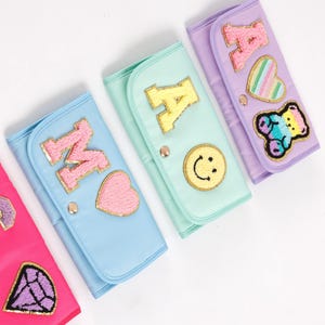 Wallet for Girls Tri Fold Wallet  Personalized Wallet with Chenille Letters and Patches Cute Wallet with Initials Wallet Gift wallet for kid