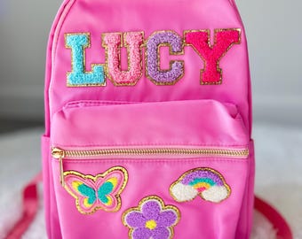Personalized Toddler Backpack with Name | Custom Preschool Backpack | Kids Book Bag with Patches Girls Boys School Bag Daycare Mini Backpack