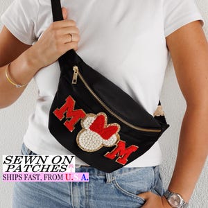 Large Nylon Fanny Pack | Personalized Crossbody Bag with Sewn Patches | Custom Belt Bag Gift for Women & Bachelorette Party