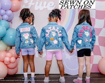 Chenille Letter Patch Jean Jacket, Custom Girls Toddler Chenille