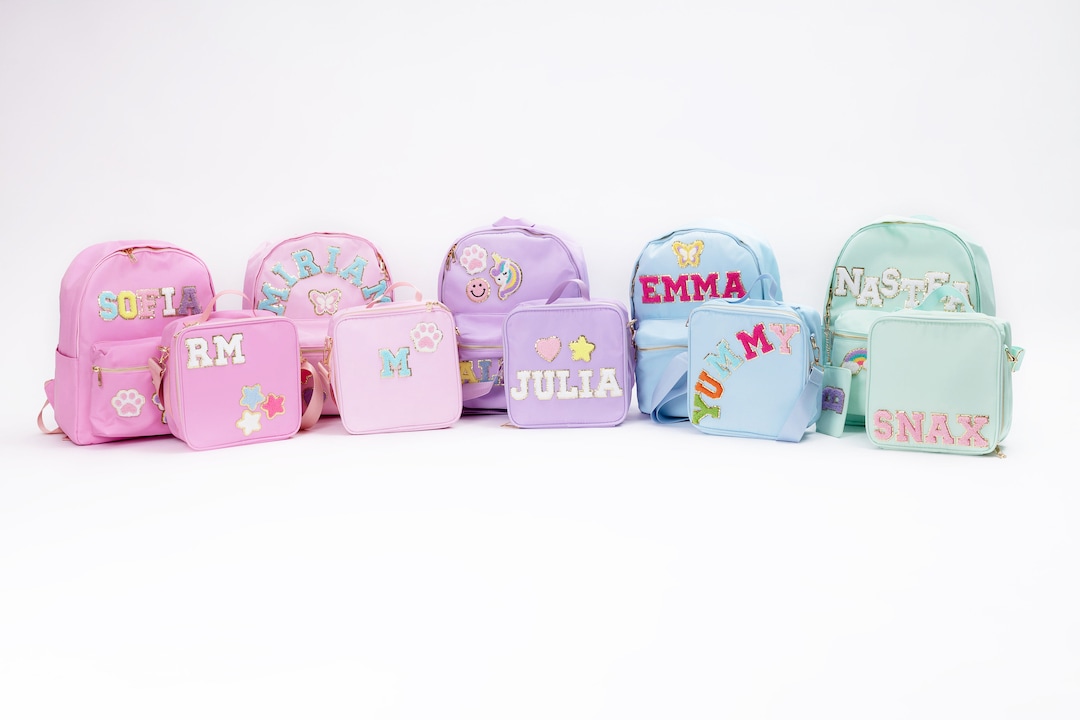 Personalized Nylon Backpack and Lunch Bag - Customizable Chenille Patch ...