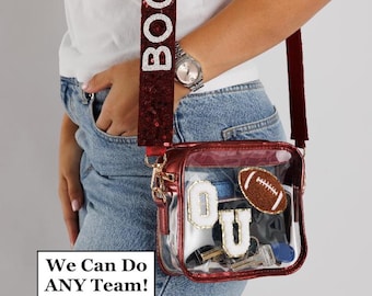 Clear Stadium Crossbody Bag: Customizable Concert Purse, Game Day Clear Bag, Clear Purse with Patches, College team game day gear
