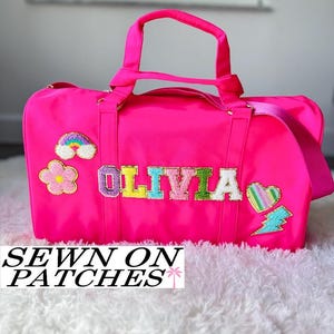 Nylon Duffel Bag - Personalized Travel Bag - Duffle Bag with Patches - Weekender Bag - Overnight Bag - Duffle Bag with Strap - Travel Bag