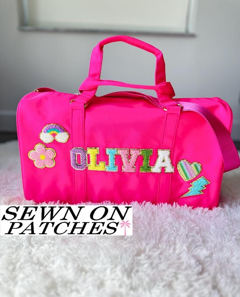 Nylon Duffel Bag - Personalized Travel Bag - Duffle Bag with Patches - Weekender Bag - Overnight Bag - Duffle Bag with Strap - Travel Bag