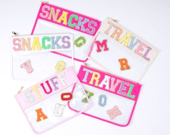 Personalized Clear Pouch Bag: Nylon Travel Organizer with Patches