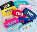 LARGE personalized cosmetic bag, custom make up bag, Nylon Bags with patches, Toiletry Bags, bridesmaid personalized gift, teachers gift