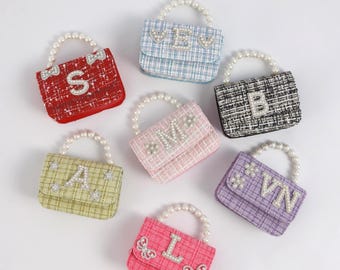 Personalized Toddler Purse: Girl Crossbody Mini Bag, Gift for Girls, Pearl Bag for Girls, Flower Girl Purse