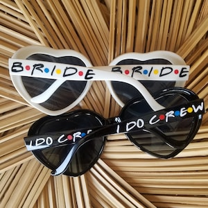 friend theme bachelorette party bachelor party gift party favor heart sunglasses custom made to order wifey wife wedding bride bridesmaid