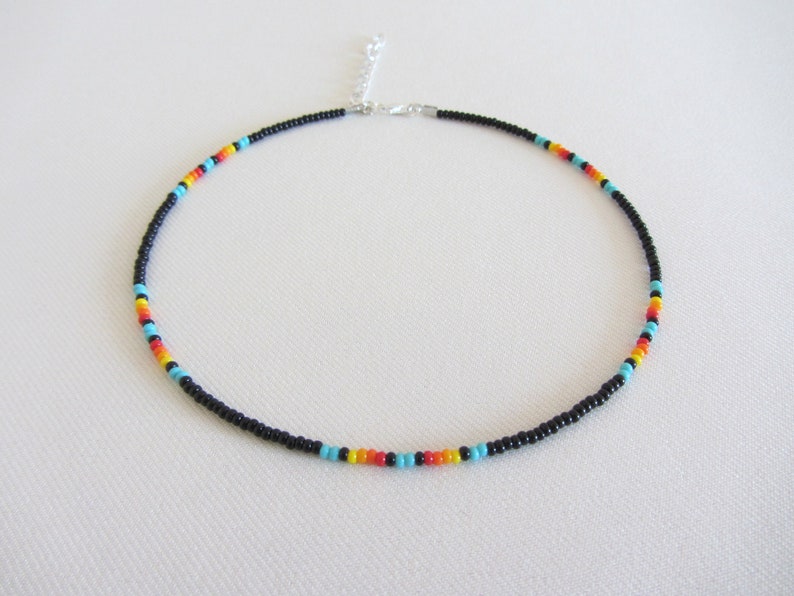 Boho Rainbow Daisy Flower Choker Necklace - Adjustable Seed Bead Collar For Women - View #5