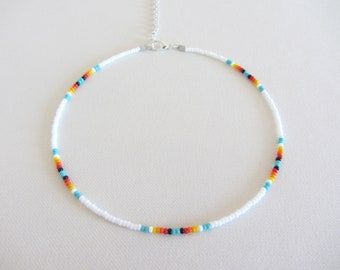 Collana girocollo con perline, girocollo con perline, girocollo alla moda, girocollo con perline boho, girocollo tramonto, girocollo con perline colorate, collana con perline,