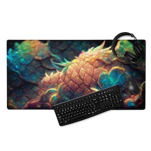 MonsterBucket Mermaid Scales Dragon Hide Rainbow Colorful Scale Large Gaming Mouse Pad