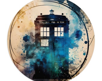 MonsterBucket Who Dr Doctor Tardis Police Box Space Time Tree Round Mouse Pad