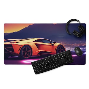 Neon Orange Lambo Super Car, Auto sportiva, Rosa, Antiscivolo Grande Tappetino per mouse da gioco