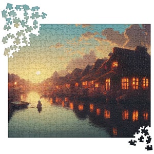 MonsterBucket Waterfront Rings Puzzle Lord of Fantasy Creek River Side Homes Jigsaw