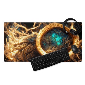 Ein Ring, um sie alle zu regeln, goldener Ring, Elbisch, großes Non-Slip Gaming MausPad