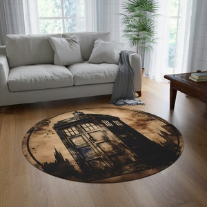 MonsterBucket Dr Who Tardis Police Box Space Time Area Round Rug