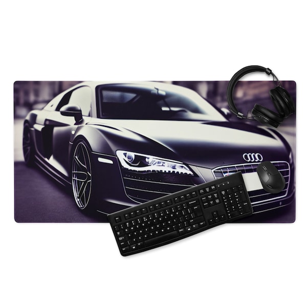 MonsterBucket R8 Zoom Super Car Sports Automobile Luxury Black Chrome Gaming Mouse Pad