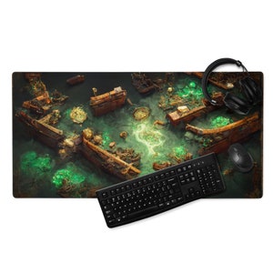 Shipwreck Booty Bay Dark Dungeons, Golden Loot Dragons, Dungeon Maps, Roleplaying, Adventure Map, Gaming mouse pad