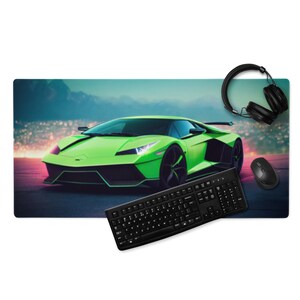 Neon Green Lambo Super Car, Auto sportiva, Rosa, Antiscivolo Grande Mouse Pad da Gioco
