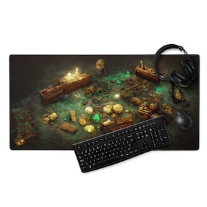 Shipwreck Booty Bay Dark Dungeons, Golden Loot Dragons, Dungeon Maps, Roleplaying, Adventure Map, Gaming mouse pad Battle Map