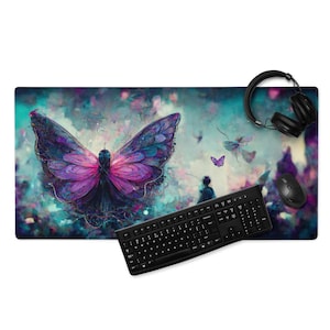 MonsterBucket Fées Magiques Papillon Sarcelle Violette Mystique Grand 36 « x18 » Gaming Pad