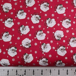 Fabric Traditions Black Santa with Glitter Snowflakes Fabric by the Yard//Piece