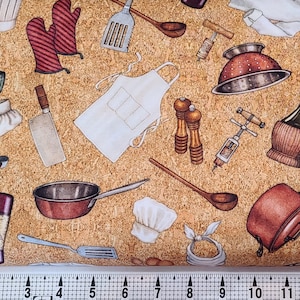 Quilting Treasures Sizzle & Spice Chef Toss on Brown 2600-29998-A Fabric by the Yard//Piece