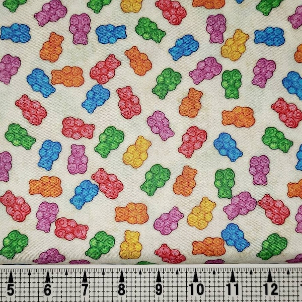 Quilting Treasures Gummy Bears on Cream 1649-28387-E Fabric by the Yard/Piece