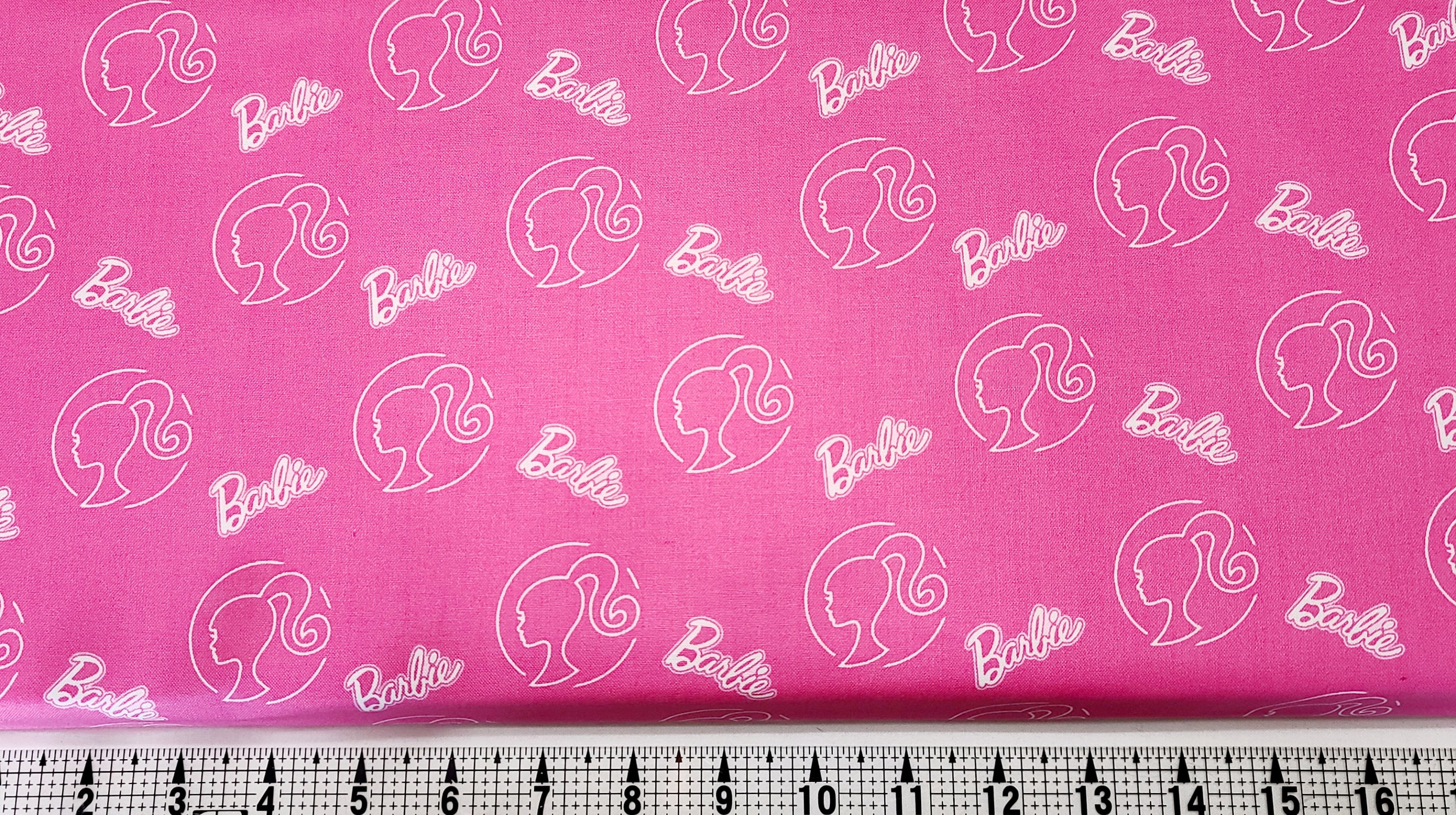 Barbie™ Fabric by the Yard ' Vintage Illustration' - White