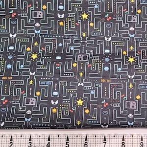 Gaming on Black Fabric by the Yard/Piece