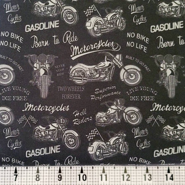 Born to Ride Motorcycle Fabric by the Yard/Piece