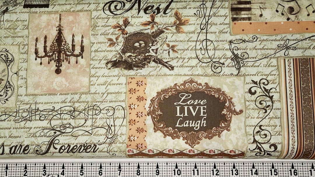 Benartex Fabrics Nesting Place Love Live Laugh 03070 Fabric by the Yard ...