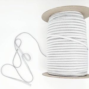 Elastisch wit gebreid 1/4'' breed - op maat gesneden/stuk: geschikt voor maskers