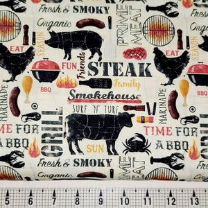 Timeless Treasures BBQ King of the Grill Steak Print CD1332 Fabric by the Yard/Piece