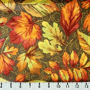 Autumn Leaves Fabric by the Yard//Piece