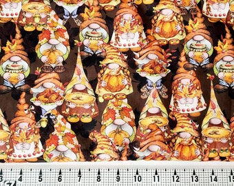 Tecido de gnomos de colheita de outono por metro//peça