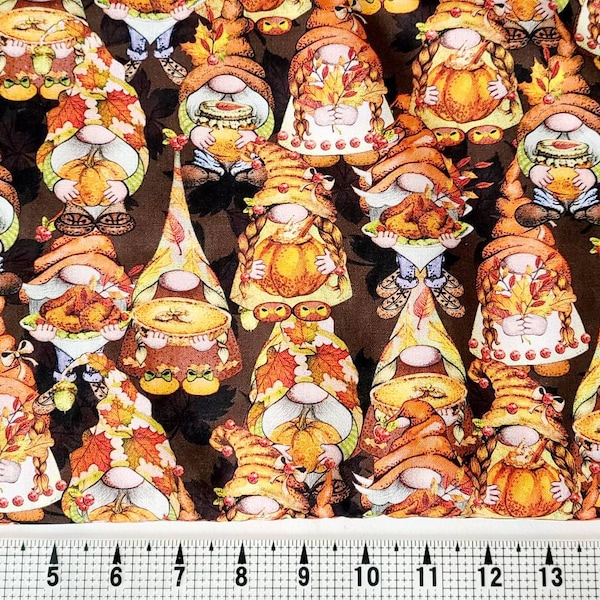 Fall Harvest Gnomes Fabric by the Yard/Piece