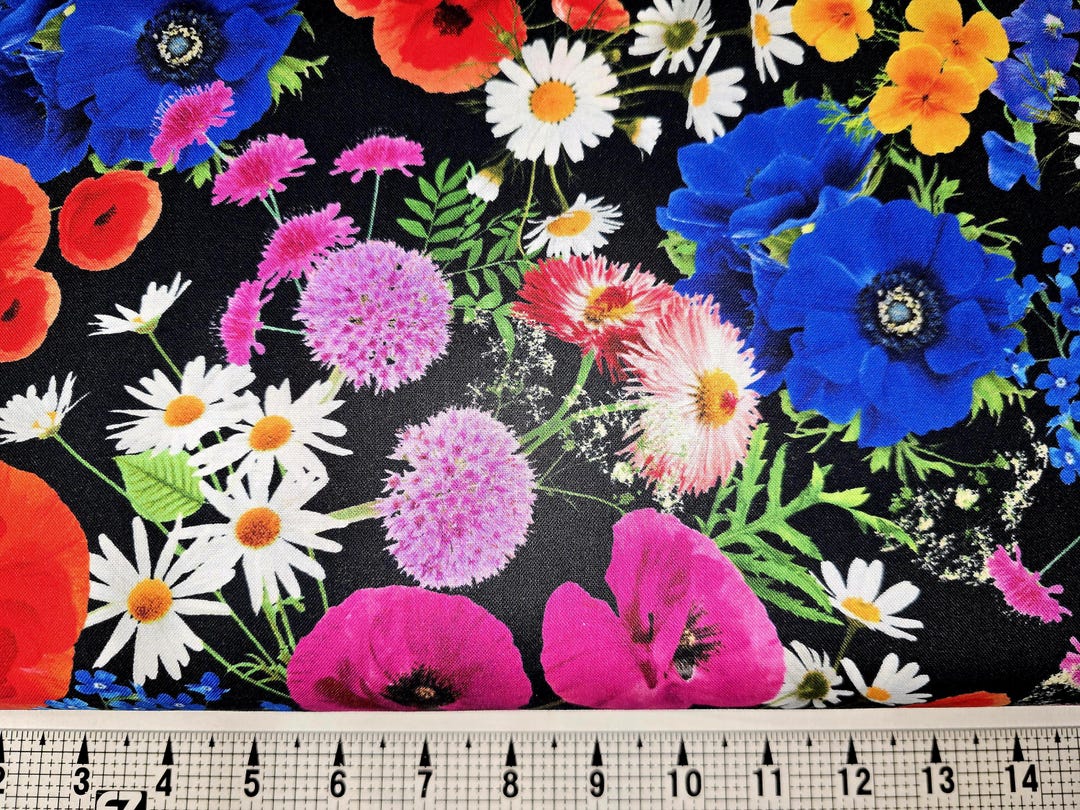 Timeless Treasures Floral Forest on Black CD1821 Fabric by the Yard ...